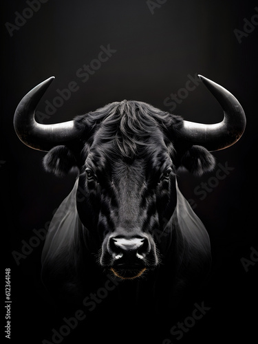 Big Bull , power animal wildlife , Horns strong . Generative ai