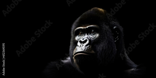 Gorilla mammal animal face , black white wildlife   © Vieriu