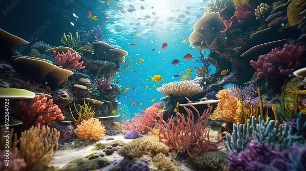 view of coral in the sea Generative AI