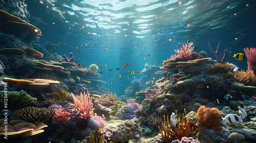 view of coral in the sea Generative AI