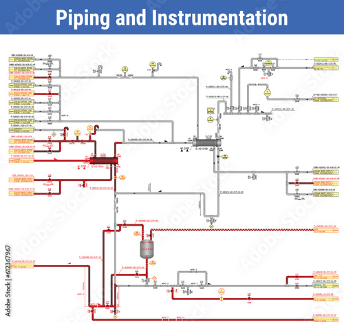 Vector Illustration for Piping and Instrumentation Diagram