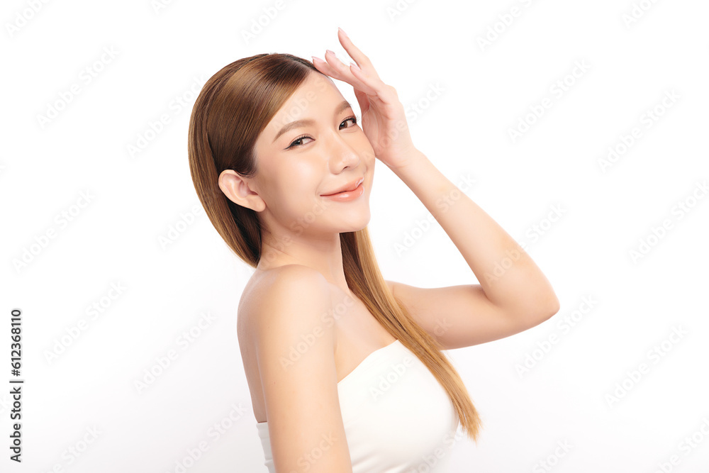 Beautiful young asian woman with clean fresh skin on white background, Face care, Facial treatment, Cosmetology, beauty and spa, Asian women portrait. Beautiful young asian woman with clean fresh skin on white background, Face care, Facial treatment, Cosmetology, beauty and spa, Asian women portrait.