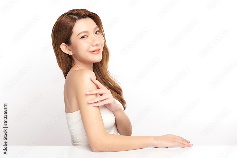 Beautiful young asian woman with clean fresh skin on white background, Face care, Facial treatment, Cosmetology, beauty and spa, Asian women portrait. Beautiful young asian woman with clean fresh skin on white background, Face care, Facial treatment, Cosmetology, beauty and spa, Asian women portrait.