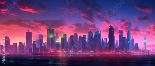 City with style vaporwave Generative AI © Gethuk_Studio