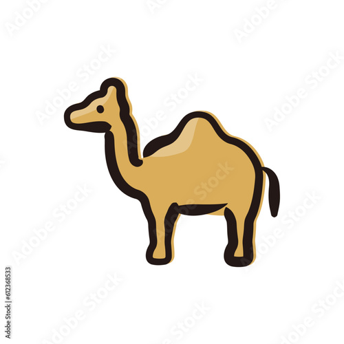 Camel - Egypt icon illustration  Hand-drawn line  colored version 
