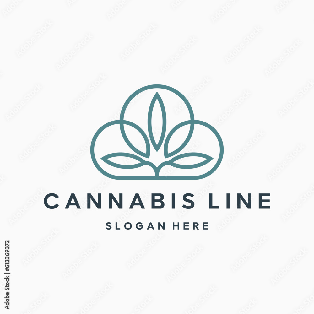combination cannabis cloud creative logo design