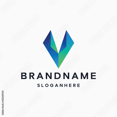 Free Download logo design element in letter v shape- for business company visual identity - GFXLoad