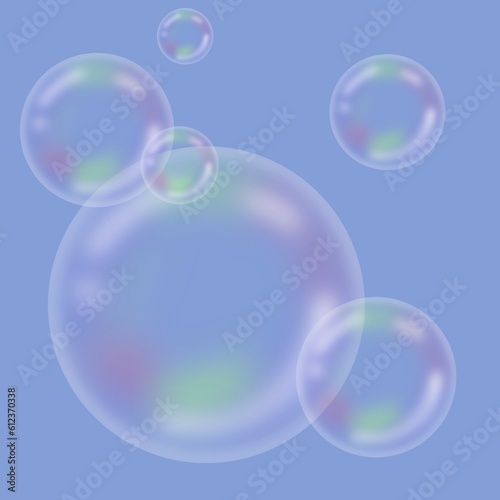 soap bubbles on blue background