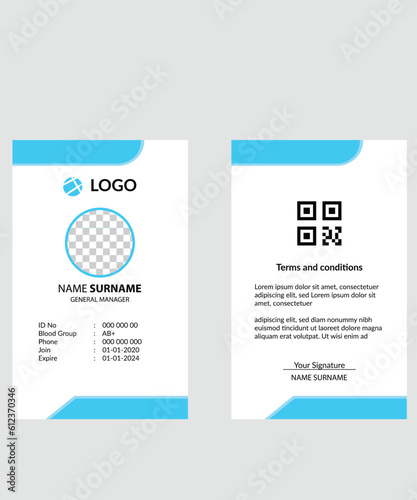 Modern and clean business id card template. professional id card design template with yellow color. corporate modern business id card design template. Company employee id card template.