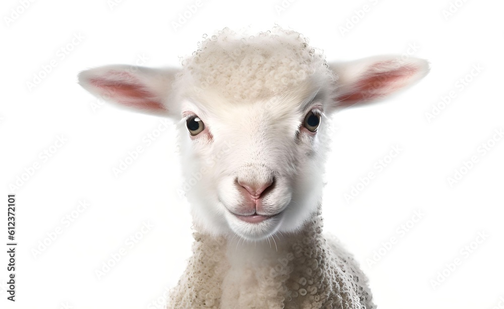 Fototapeta premium Smiling cheerful goat on a white background. Generative AI.