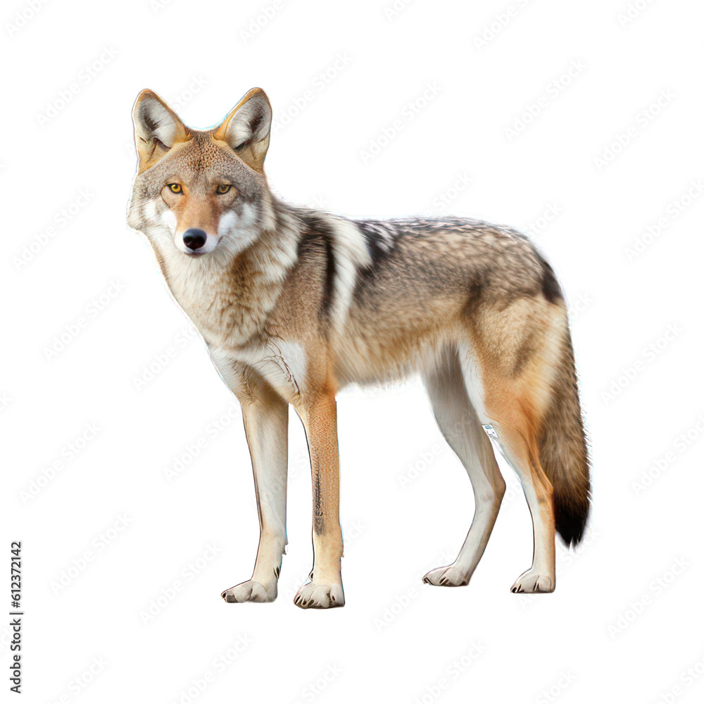 Coyote isolated on white created with Generative AI