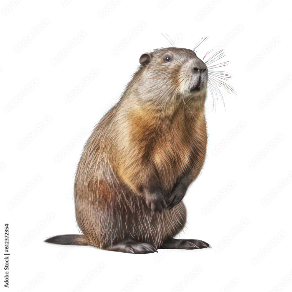 Nutria isolated on white created with Generative AI Nutria isolated on white created with Generative AI