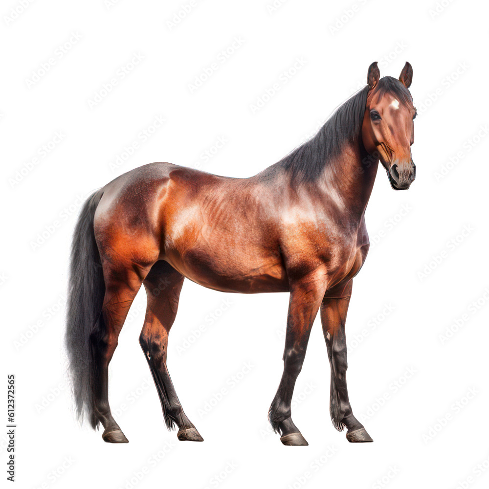 Horse isolated on white created with Generative AI Horse isolated on white created with Generative AI