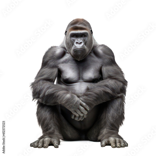 Western lowland gorilla isolated on white created with Generative AI