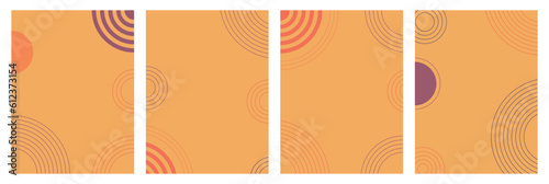 Modern abstract covers set with circles, minimalistic design. Orange geometric background, vector illustration.