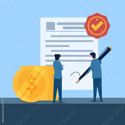 Business manager sign on obligation. Business flat vector concept illustration.