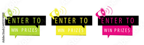 Enter to win prizes. Set of three new posters. Clipart for design