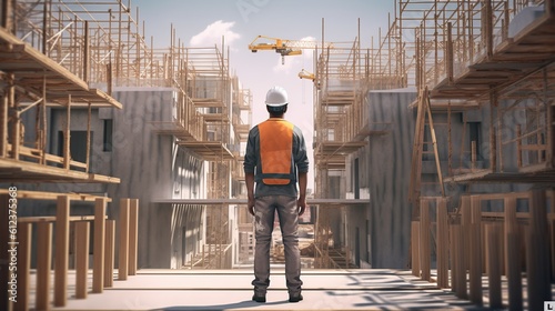 Construction worker at the construction project Generative AI
