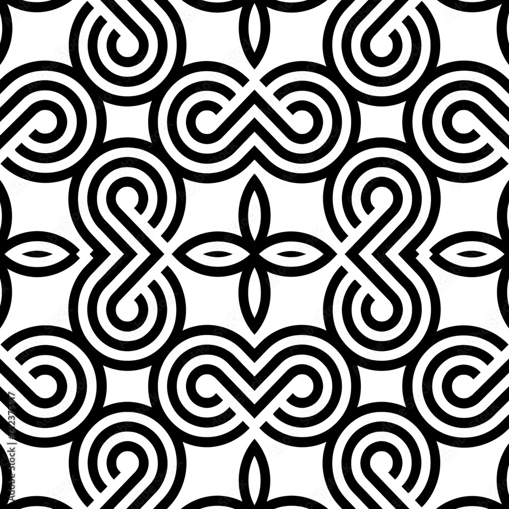 Abstract ornamental flower tiles seamless pattern