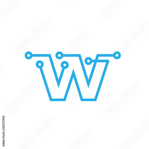 Initial Letter W Tech Logo Design Vector