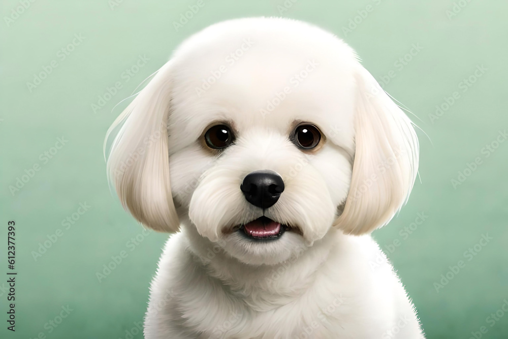 Bichon Frise on light green background Bichon Frise on light green background
