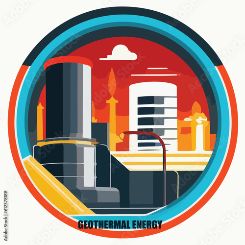 Vectio illustration of geothermal power. Green energy. Renewable energy source