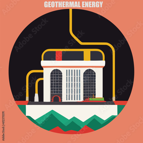 Vectio illustration of geothermal power. Green energy. Renewable energy source