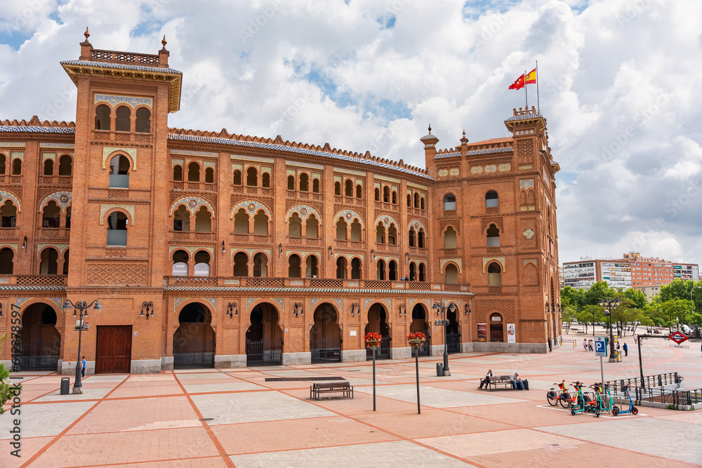 Esplanade and bullring of Las Ventas, in the center of the tourist city of Madrid, Spain.