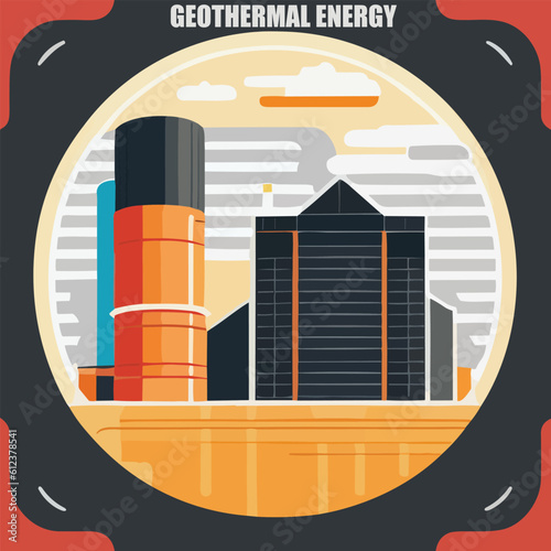 Vectio illustration of geothermal power. Green energy. Renewable energy source