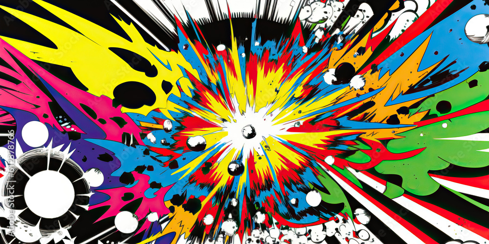 Fototapeta premium American style exploding comic illustrations,colorful background