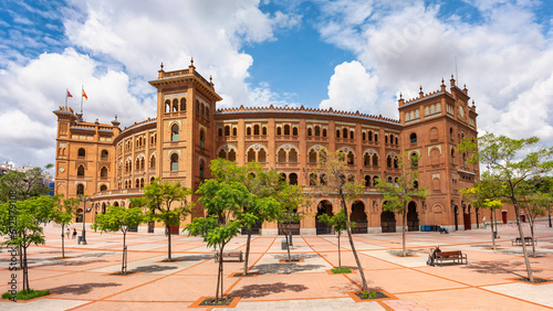 Main facade of the Las Ventas bullring with its old brick architecture, Madrid. photo
