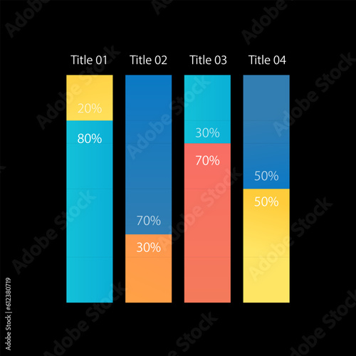 Human research survey infographic chart design template for dark theme. Social polling. Editable infochart with vertical bar graphs. Visual data presentation. Myriad Pro-Regular font used