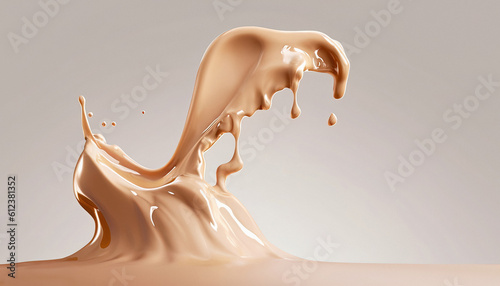 Liquid Foundation Splash Fluid Cosmetic Cream Element - 3D Rendering with Copy Space for cosmetic design, product presentation, advertising, branding, graphic design, beauty trends, skincare Products