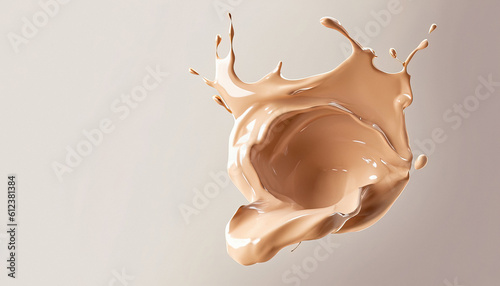 Liquid Foundation Splash Fluid Cosmetic Cream Element - 3D Rendering with Copy Space for cosmetic design, product presentation, advertising, branding, graphic design, beauty trends, skincare Products