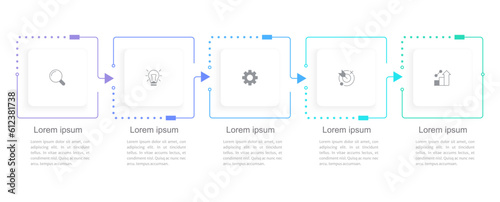 Company performance review infographic chart design template. Editable infochart with icons. Instructional graphics with 5 step sequence. Visual data presentation. Arial  Merriweather Sans fonts used