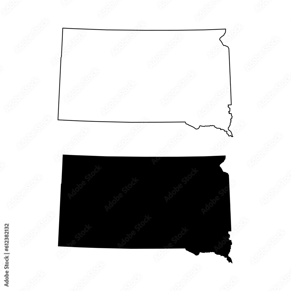 Set of South Dakota map shape, united states of america. Flat concept vector illustration Set of South Dakota map shape, united states of america. Flat concept vector illustration