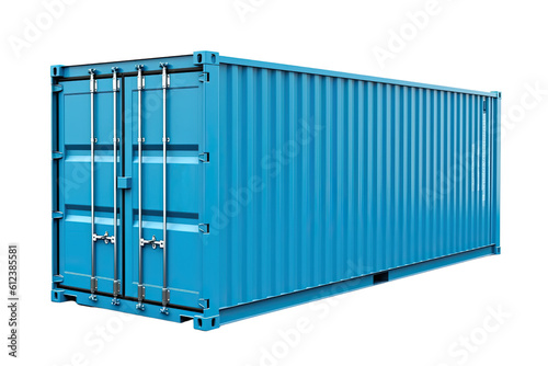 Light blue shipping container cut out transparent background, PNG ,Generative AI photo