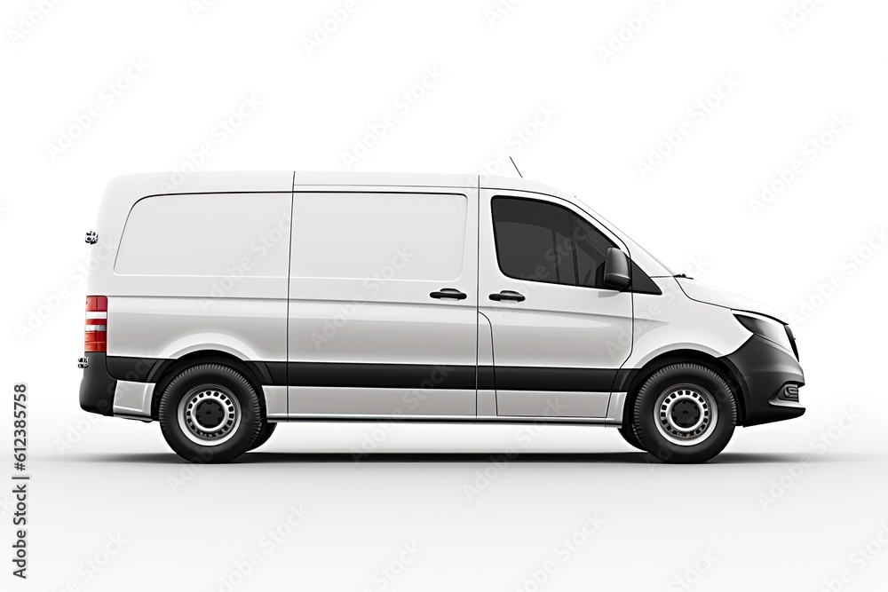 Van for the delivery of goods on a white background. Generative ai.