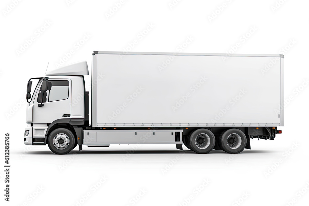 Truck with white body for branding. Generative ai. Truck with white body for branding. Generative ai.