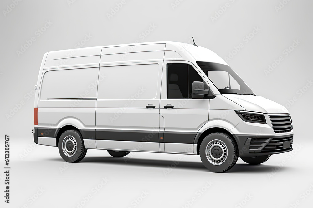 Delivery van on a white background. Generative ai.
