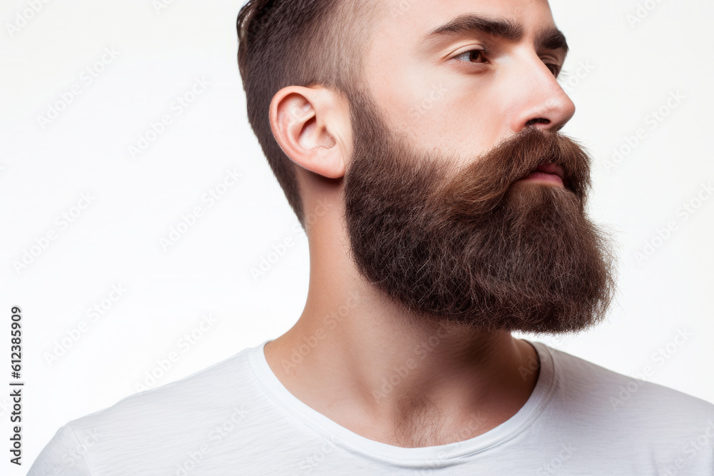 Fototapeta premium close up of a man with a well groomed beard. Generative ai