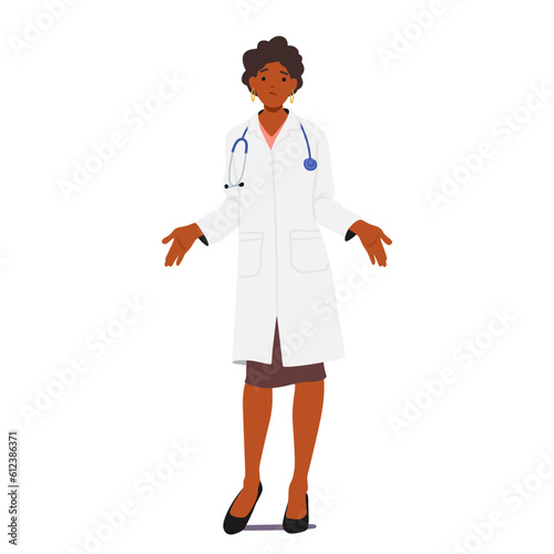 Confident And Professional Female Doctor Character Shrugs, Showcasing Her Expertise And Adaptability