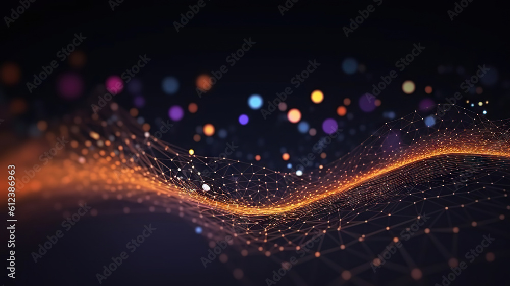Modern digital abstract 3D background. Can be used in the description of network abilities, technological processes, digital storages, science, education, etc. Copy space. Based on Generative AI Modern digital abstract 3D background. Can be used in the description of network abilities, technological processes, digital storages, science, education, etc. Copy space. Based on Generative AI