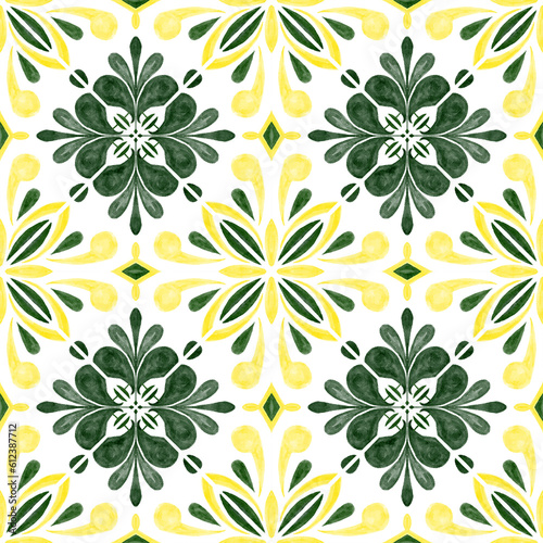 Wallpaper Mural Seamless pattern yellow green pattern Torontodigital.ca