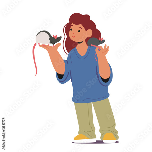 Child Happily Holding Pet Rats, Showcasing Bond Between A Child And Unconventional Companion. Affection