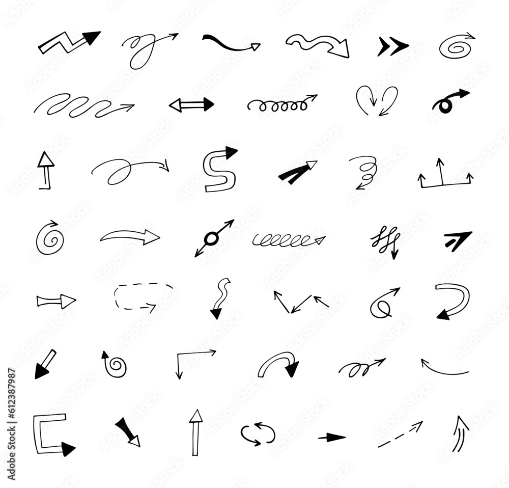 Vector set of hand drawn arrows, elements for presentation Vector set of hand drawn arrows, elements for presentation