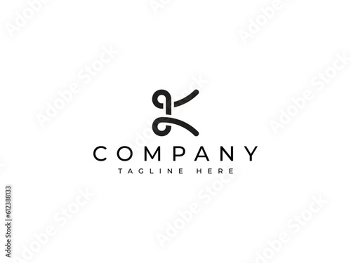 abstract letter K line logo design
