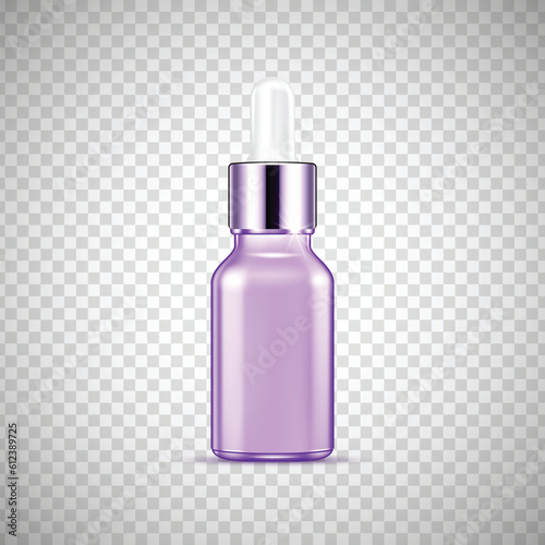 Realistic dropper glass bottle set. Cosmetic blank vials for liquid drug. transparent bottles template with colorful glossy and matt cap. 3d Vector mockup package isolated on white background