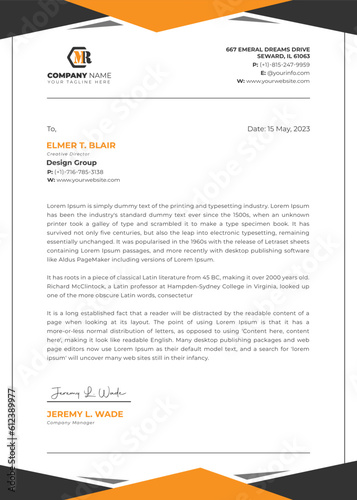 Modern creative business A4 letterhead template