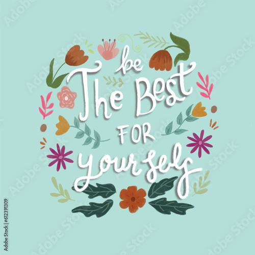 typography illustration in floral watercolor style